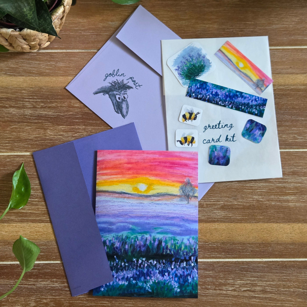 A complete greeting card kit, with stickers to decorate